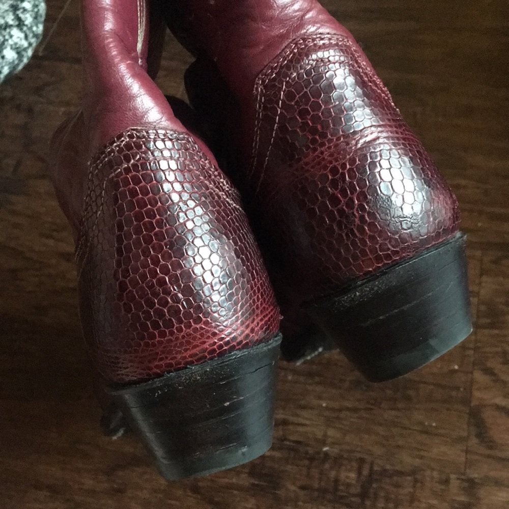 Red Cowboy Boots Ropers Lizard Roper - Picture 11 of 14